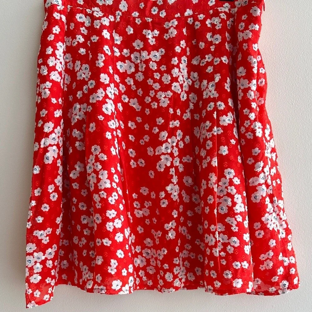 Banana Republic Floral Mini Skater Skirt, Red/White, Size 4, NWT